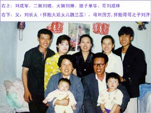 大法弟子刘成军（已于2003年12月26日被迫害致死）一家