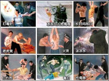 酷刑图：中共残酷迫害法轮功学员