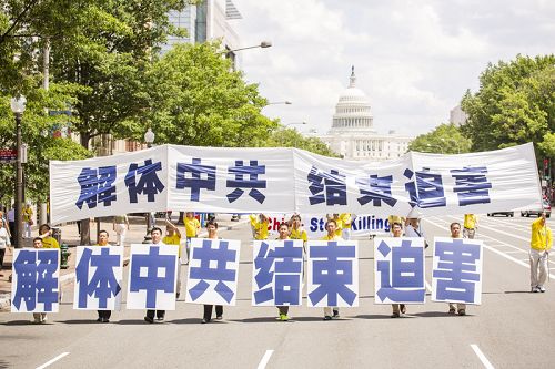 二零一四年七月十七日，法轮功学员在美国首都华盛顿DC举行和平反迫害大游行