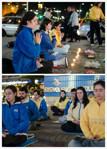 法轮功学员举办反迫害十五年烛光悼念活动