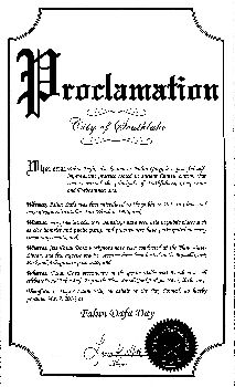 图6：南湖市市长宣布法轮大法日的褒奖令