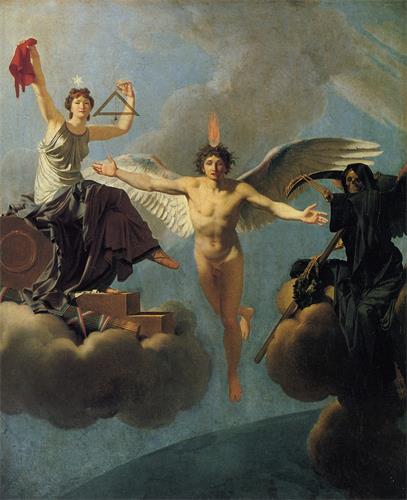 图例：油画《自由或死亡》（La Liberté ou la Mort），作者：雷尼欧（Jean-Baptiste Regnault），作于1793年-1795年。