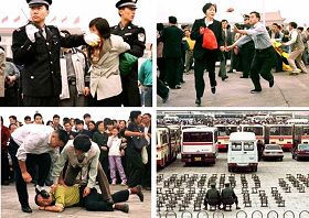 九九年“七二零”之后，中共恶警肆无忌惮地抓捕、殴打在天安门广场请愿的法轮功学员