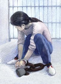 中共酷刑示意图：锁地环