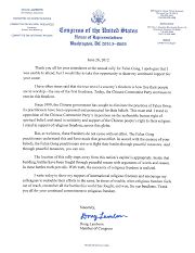 美国科罗拉多州联邦众议员道格•兰伯恩给法轮功学员的声援信