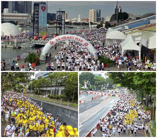 图1：新加坡举办“金禧大竞走”，新加坡法轮功学员与二万五千名民众共襄盛举。