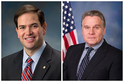 '图5：美国国会及行政当局中国委员会（CECC）主席——国会参议员马可·卢比奥（Marco Rubio，左）和众议员克里斯·史密斯（Chris Smith，右）致信声援法轮功学员。'