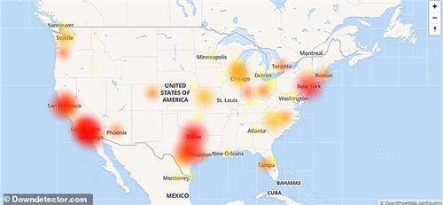 图片1说明：此图显示了美国Google服务的停机地图。 网络服务公司表示，中断持续了将近一个半小时，并于格林尼治标准时间晚上10:30（美国东部时间下午5:30）恢复。