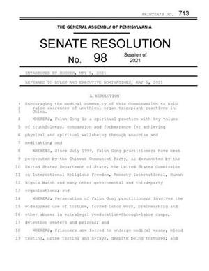 '图1：美国宾州州参议院第98号决议案首页'